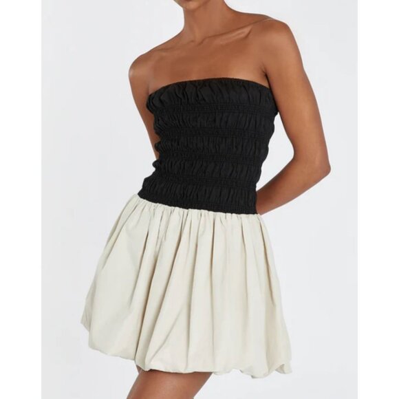 DISSH Black and Cream Strapless Mini Dress - Picture 1 of 8